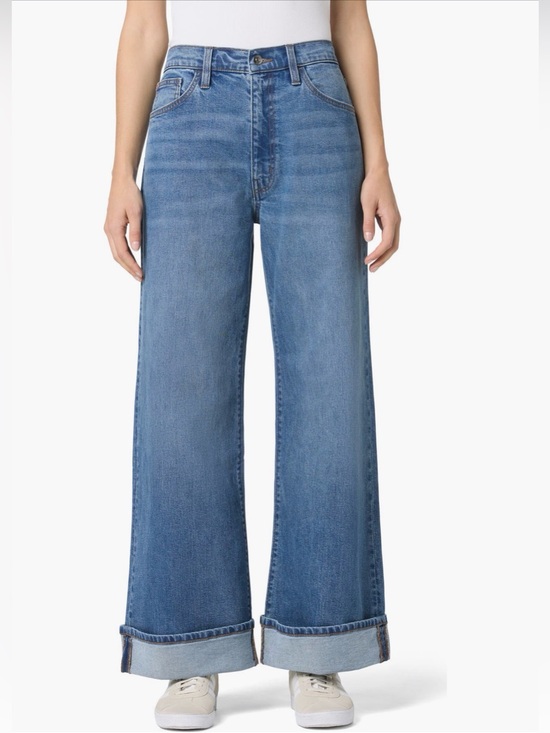 Hudson Jeans Denim - Hudson Jeans Wide Leg Cuffed Jeans in Light Blue Denim